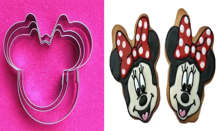 Cortador de galletas en acero minnie mouse y decoración fondant