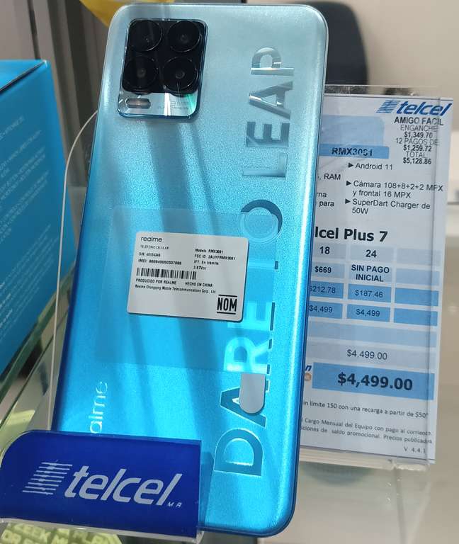 Realme 8 pro visto en centro de atención a cliente Telcel Veracruz Cuahutemoc 
