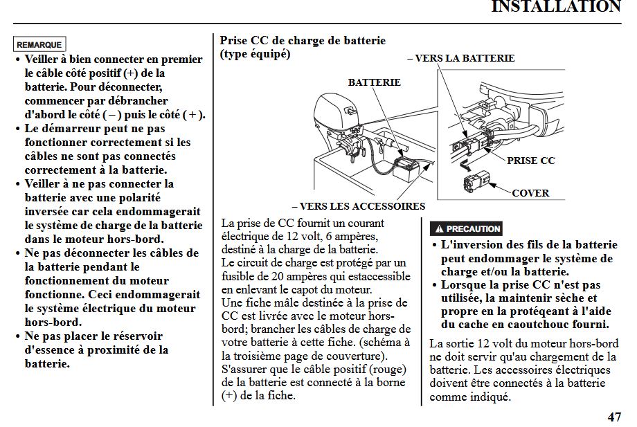 prise 12V moteur