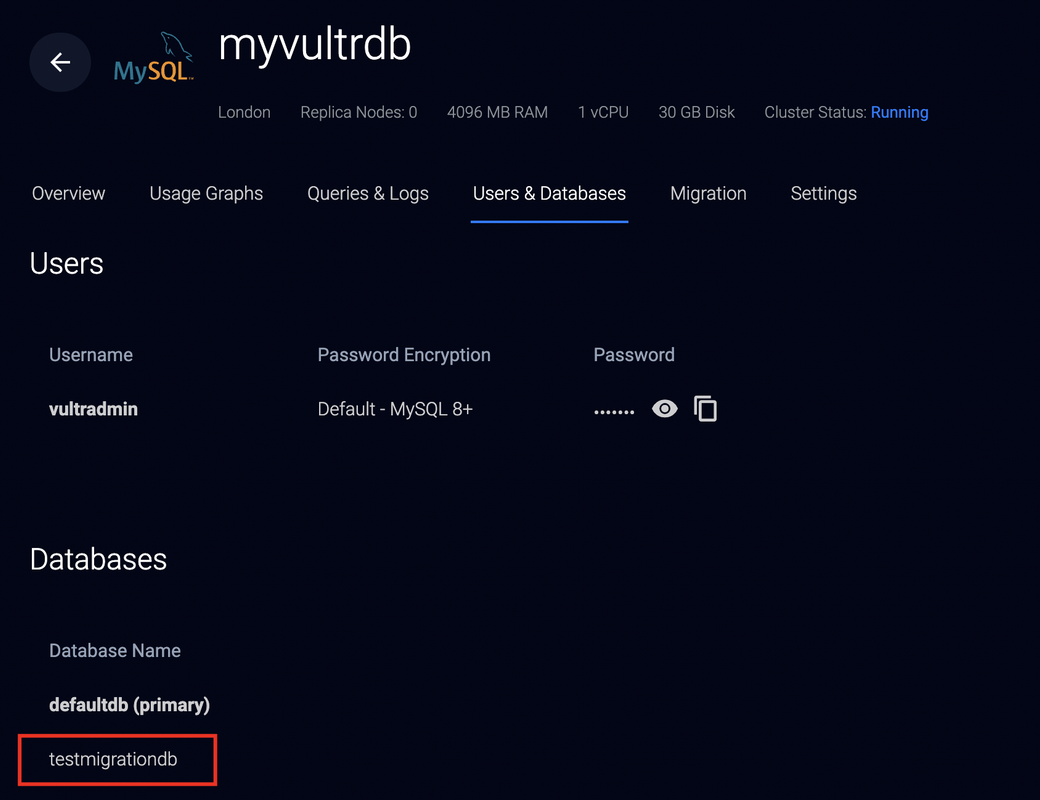 Migrated Database