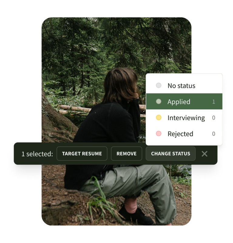 Man posing inside warm toned office and Greenhouse pipeline by demographic bar chart UI new