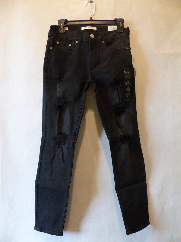 PACSUN MENS SLIGHT STRETCH BLACK RIPPED STACKED SKINNY JEANS SIZE