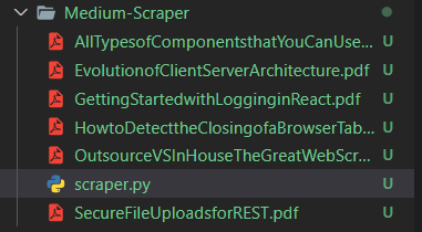 Files saved in folder