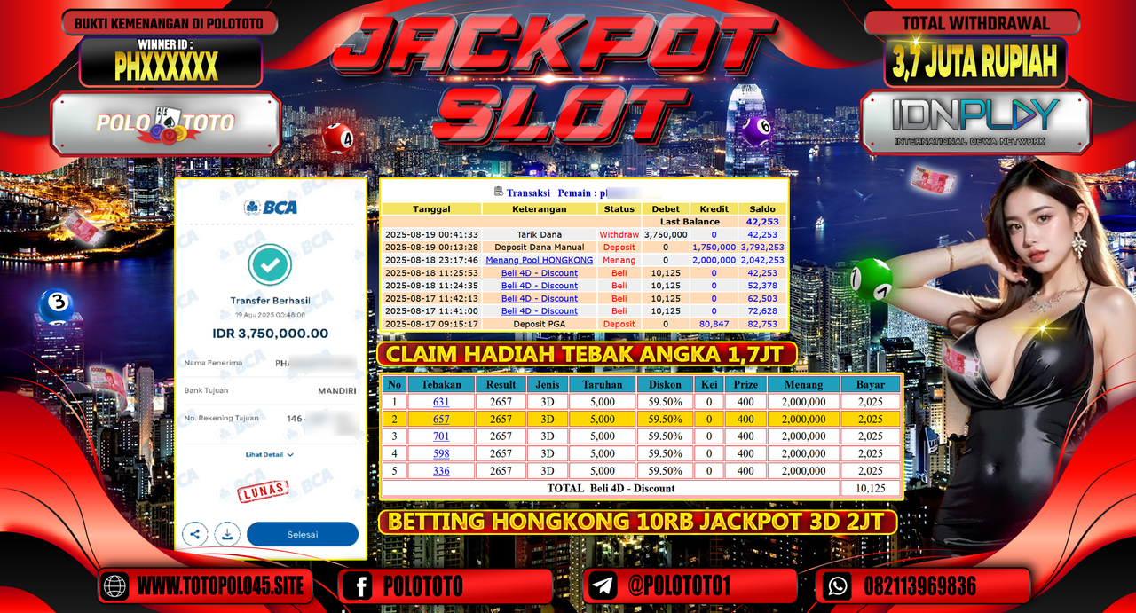 POLOTOTO JACKPOT TOGEL HONGKONG LOTTO Rp.3.750.000,-