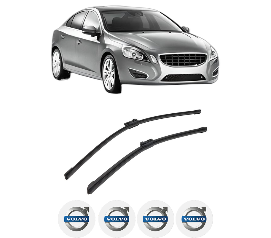 Set stergatoare auto VOLVO S60 II (134) din 2010-2018, pentru parbriz auto, 2 bucati, Bosch Aerotwin, din cauciuc siliconat rezistent, 4 Stickere Auto VOLVO