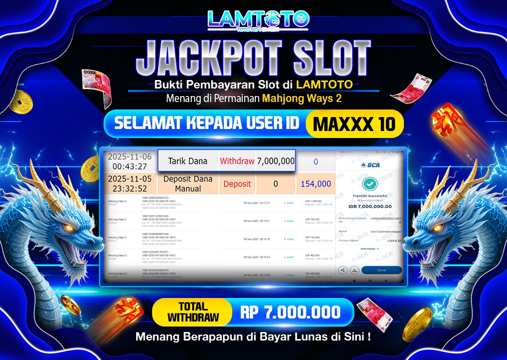 BUKTI JACKPOT LUNAS LAMTOTO