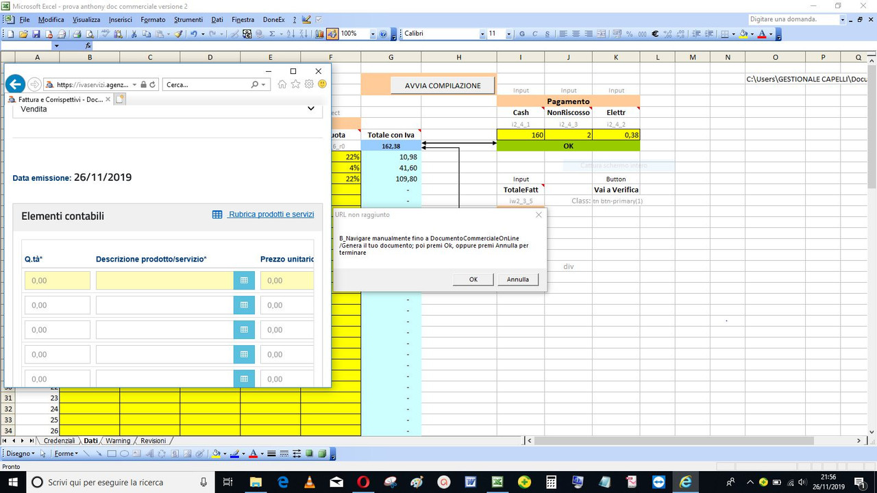 dopo pulsante avvia compilazione