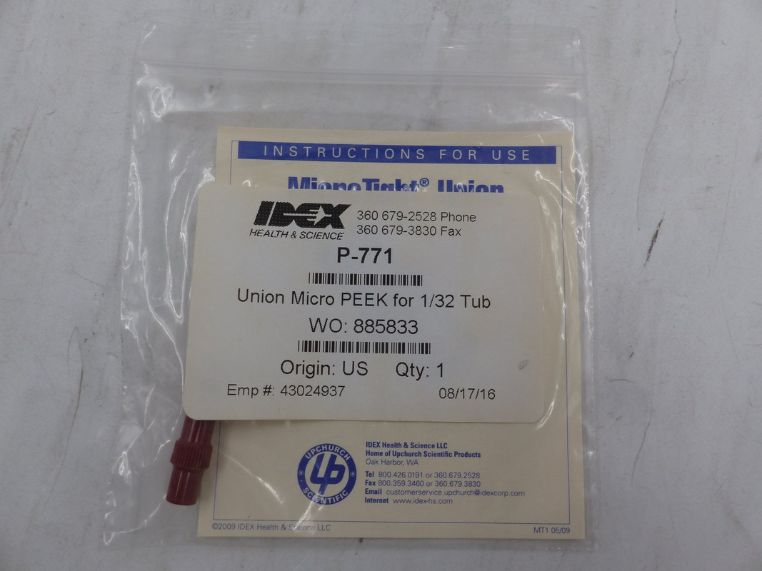 IDEX P-771 HIGH-PRESSURE UNION MICRO PEEK FOR 1/32 TUBING