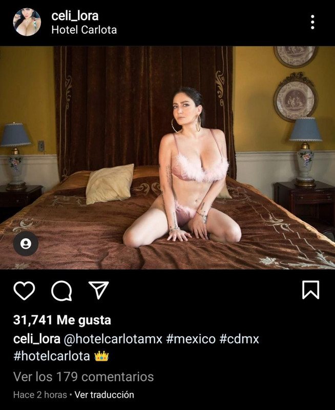 Celia Lora luce sus encantos en coqueta lencería desde la cama