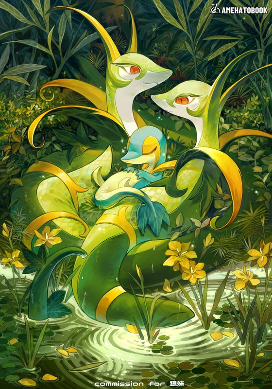 snivy-and-serperior-pokemon-drawn-by-ame