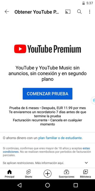 Tutorial YouTube Premium 6 meses gratis 
