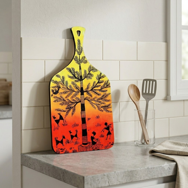 Warli Painting on Chopping Board DIY Kit