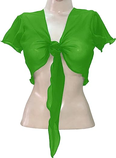 Women's Chiffon Choli Blouse Short Sleeve Tie Crop Top Shrug Belly Dance Gypsy - Bild 21 von 63