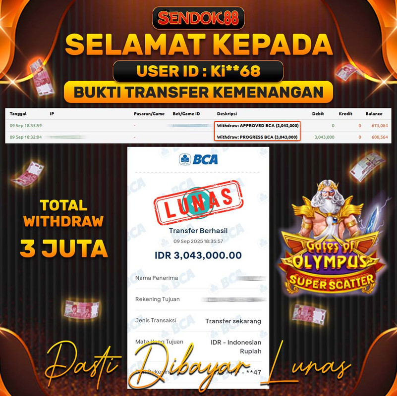 SENDOK88 JEPE! GATES OF OLYMPUS SUPER SCATTER Rp 3.043.000,- LUNAS!