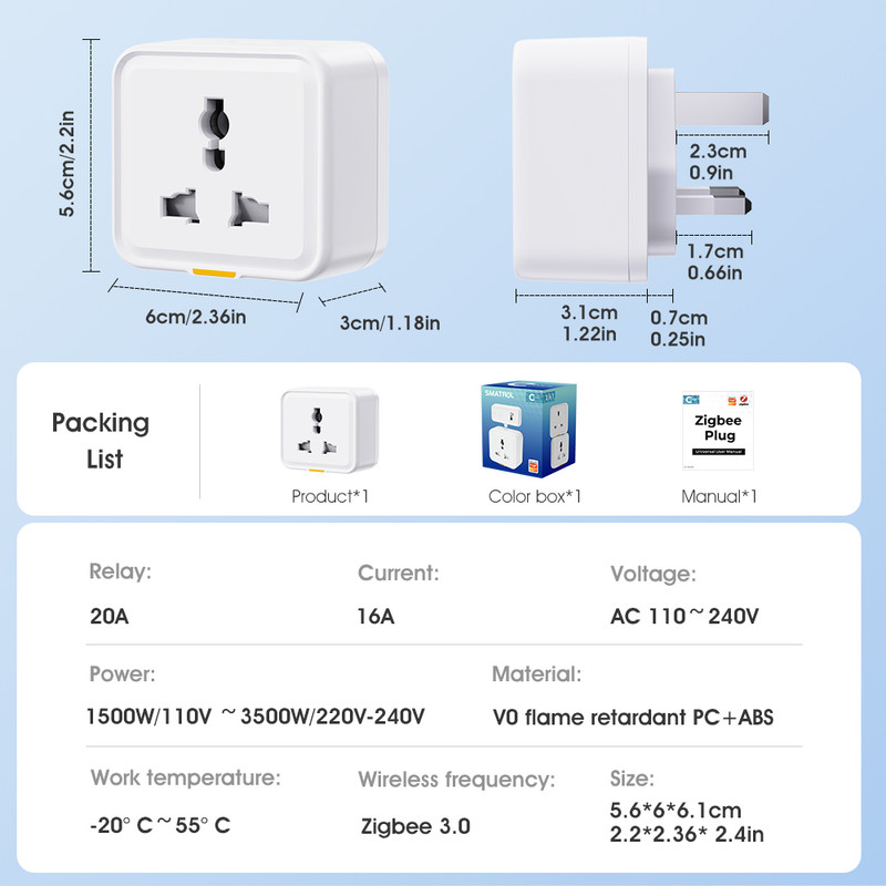 Tuya Smart Universal WiFi Plug Socket 16A with Power Monitoring | Smart Life App, Timer, Remote & Voice Control thumbnail 8 - Smart Dream Home Lanka