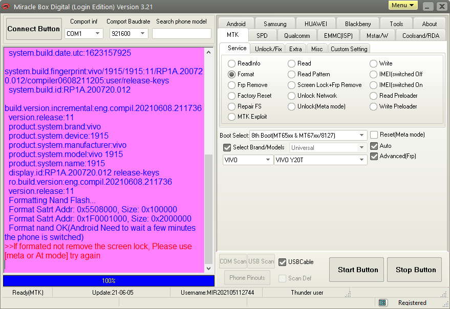 Vivo Y20 Lock & Frp reset Success by Miracle Digital Login GSMForum