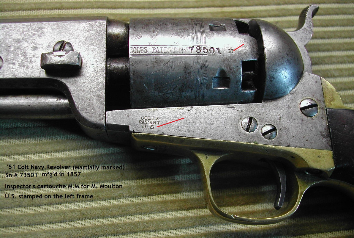 Serial number 73501 '51 Colt Navy left side US marking