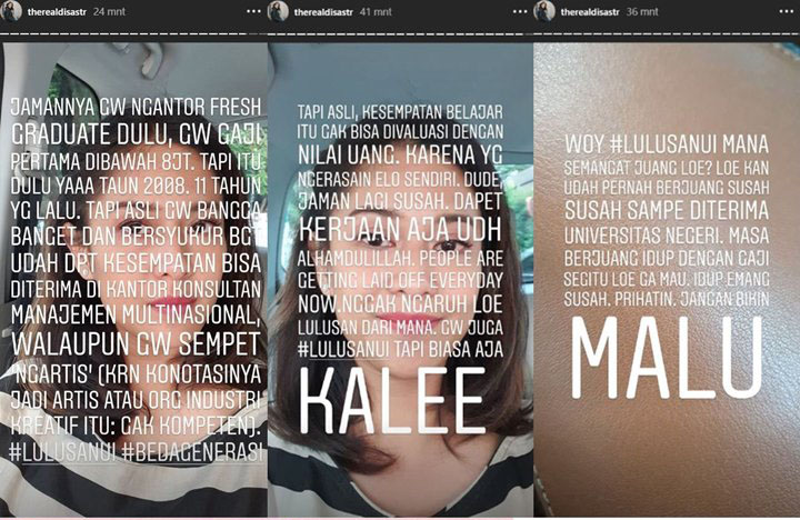 Unggahan Dian Sastro yang menyindir postingan viral lulusan UI