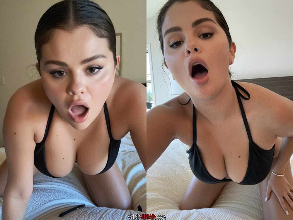 selena-gomez-tit-teasing-bed
