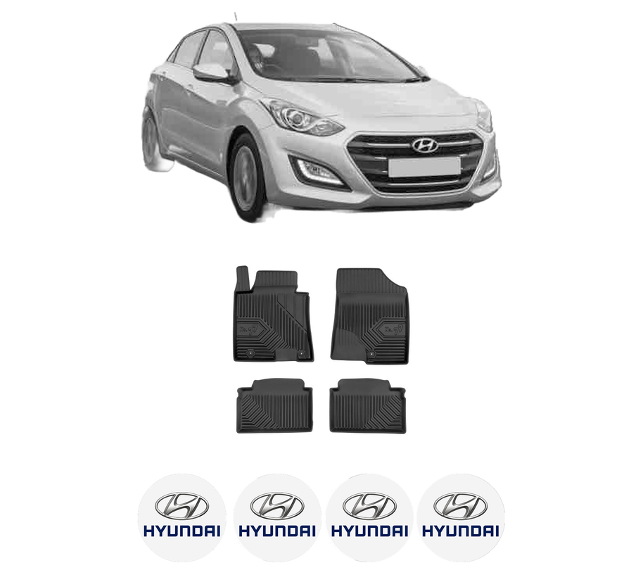 Set covorase presuri HYUNDAI i30 Hatchback Van (GDE) din 2015-2017, auto, din cauciuc thermoplastic, 4 Stickere auto cu HYUNDAI