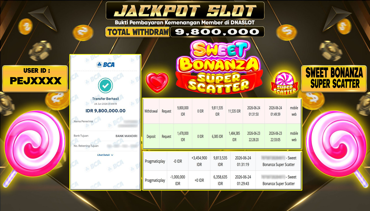JACKPOT SLOT SWEET BONANZA SUPER SCATTER 24 JUNE 2026