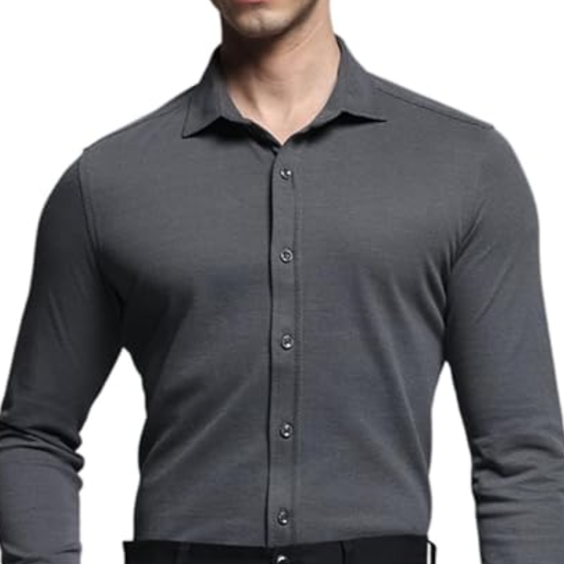 Jack & Jones Spread Collar Solid Slim Fit Cotton Shirt