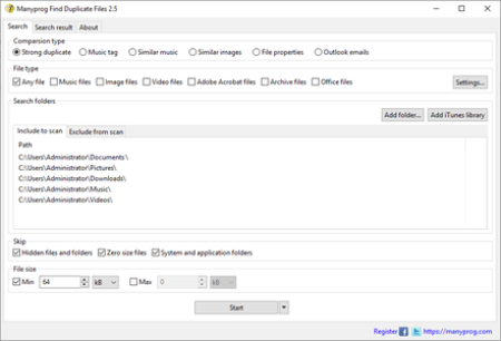 Manyprog Find Duplicate Files 2.5 Multilingual Portable