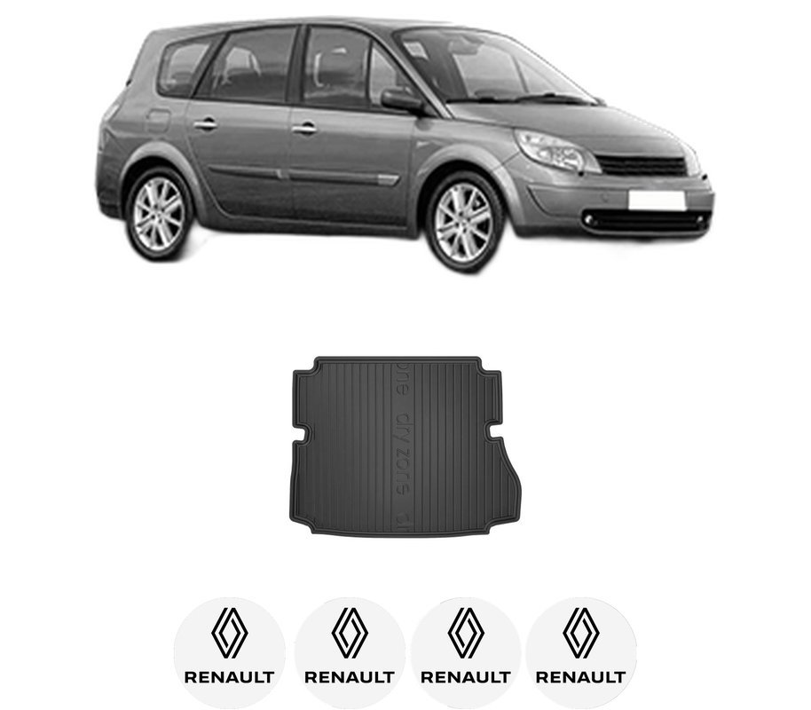 Tavita Portbagaj RENAULT GRAND SCENIC II (JM0/1_) din 2004-2009, Protectie Portbagaj Auto, 4x Stickere auto cu RENAULT