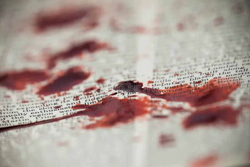 blood-spatter-seen-vintage-encyclopedia-bloody-book-text-130884844