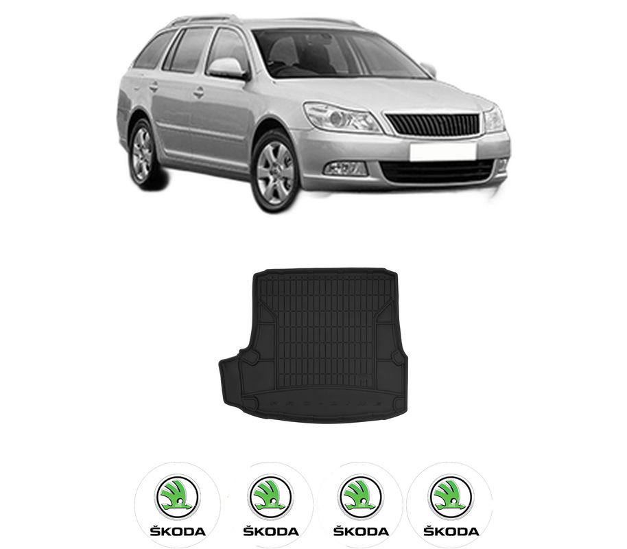 Tavita Portbagaj SKODA OCTAVIA II Combi (1Z5) din 2004-2013, Protectie Portbagaj Auto, 4x Stickere auto cu SKODA