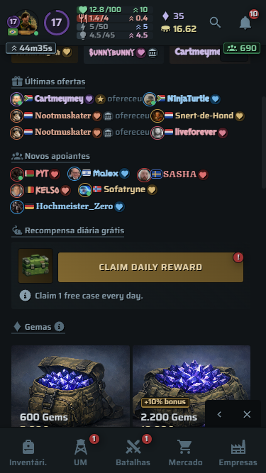 Itens de raridade variada