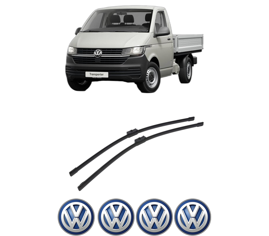 Set stergatoare auto Volkswagen TRANSPORTER T5 Platform/Chassis (7JD, 7JE, 7JL, 7JY, 7JZ, 7F din 2003-2015, pentru parbriz auto, 2 bucati, Bosch Aerotwin, din cauciuc siliconat rezistent, 4 Stickere Auto Volkswagen