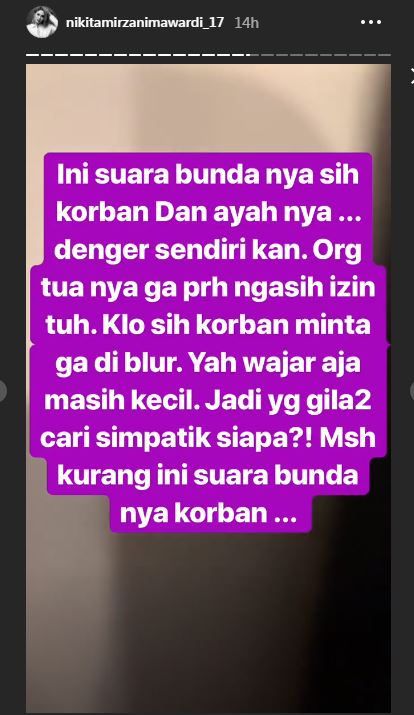 Insta Story @nikitamirzanimawardi_17
