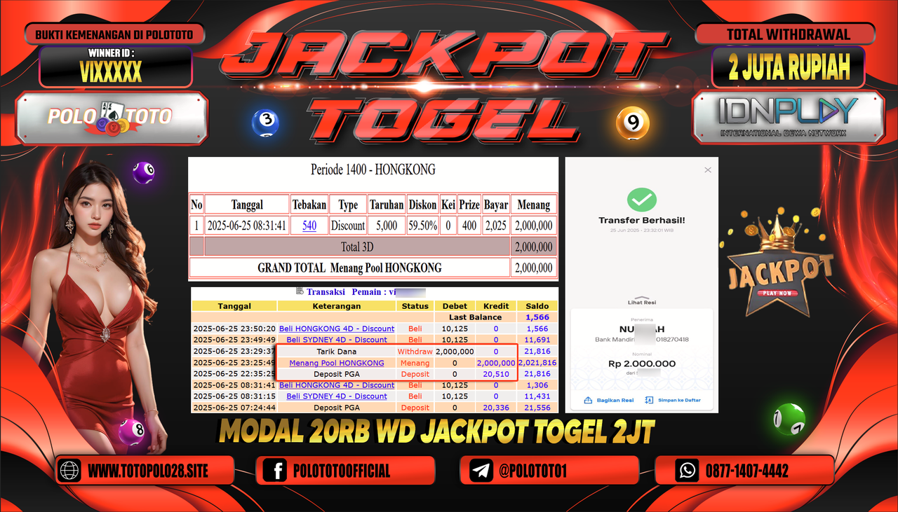 POLOTOTO JACKPOT TOGEL HONGKONG LOTTO Rp.2.000.000,-