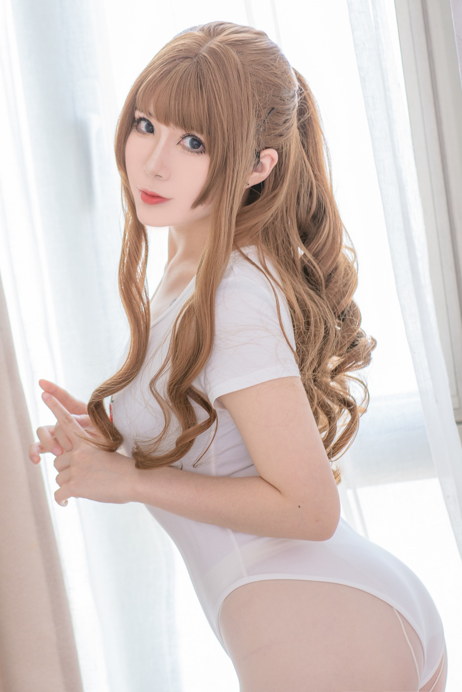 羊大真人 – 白色樱桃体操服 Cosplay 写真集（34P-316.5MB）青春运动系插图2