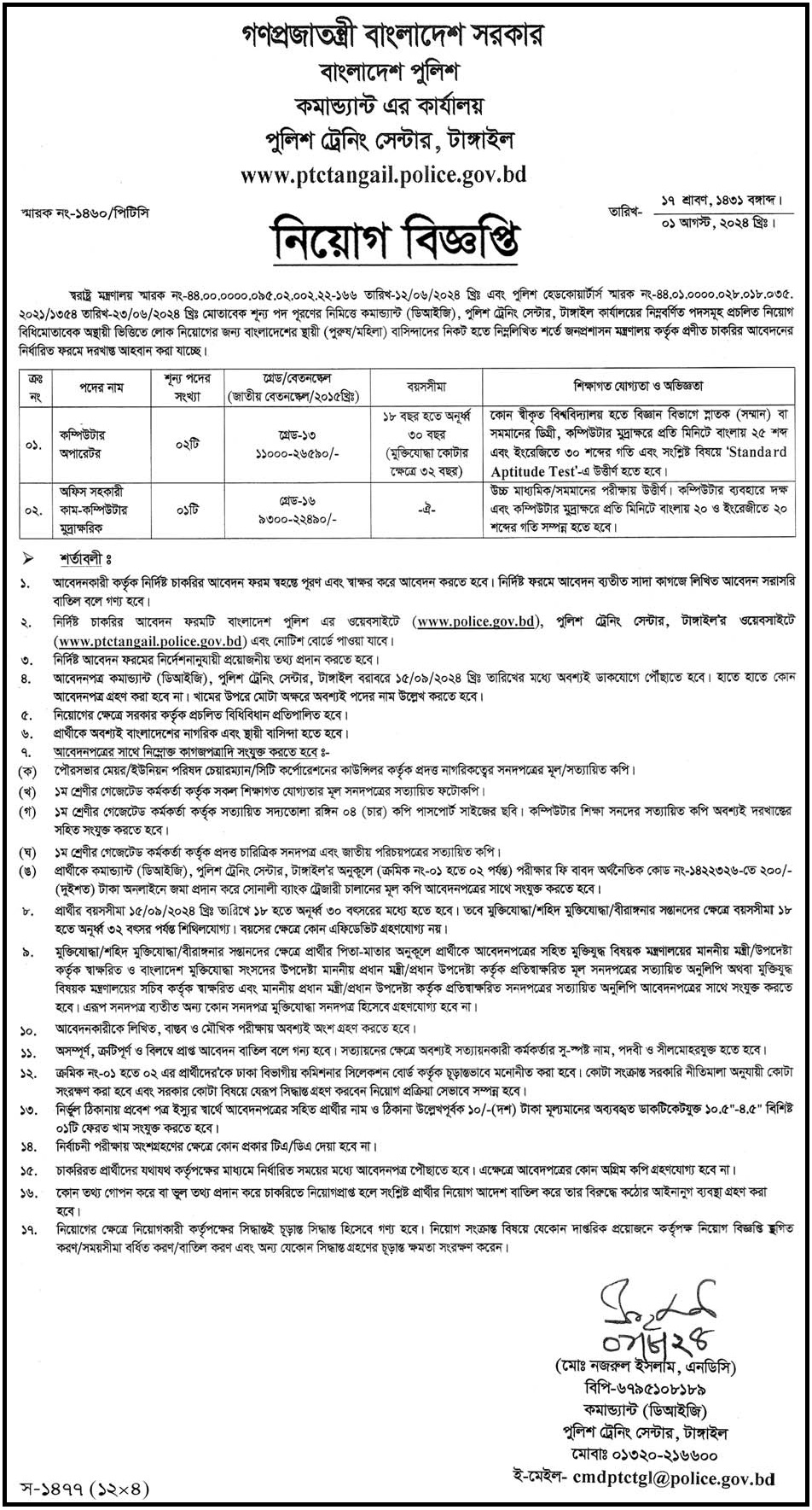 Bangladesh Police Job Circular 2024