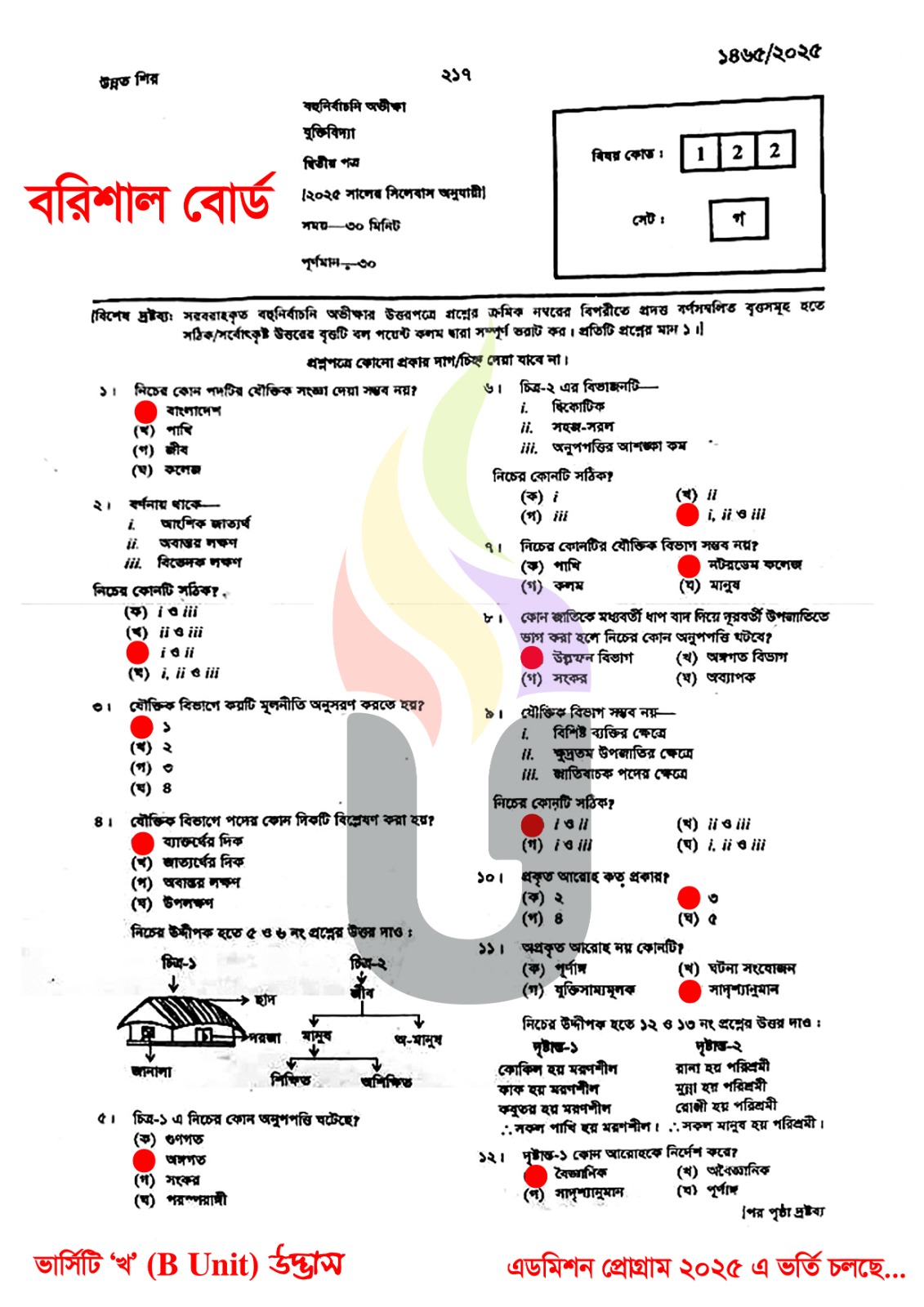 Logic 2nd Paper MCQ Question solution Barisal Board HSC 2025