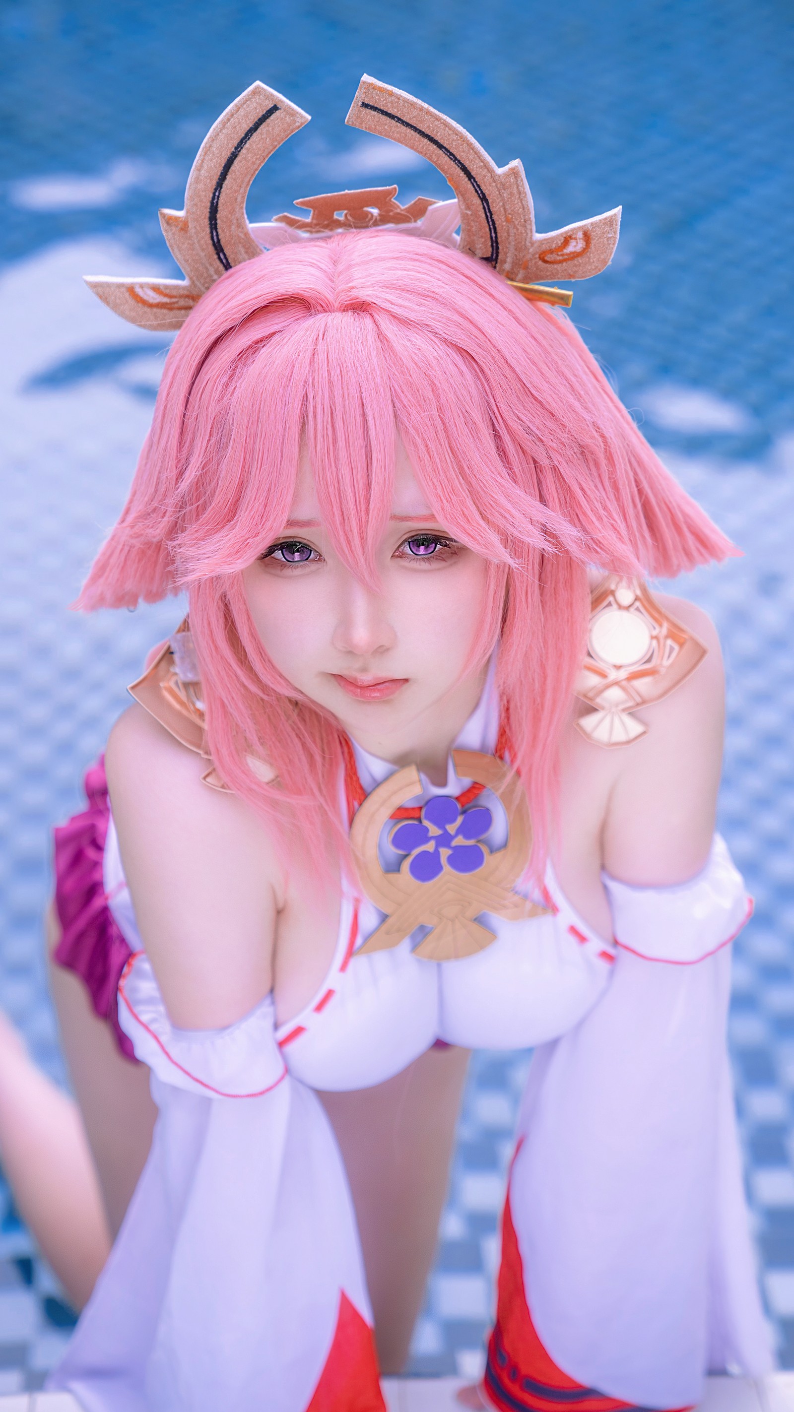 樱梨梨 八重神子 泳装 Cosplay 写真合集｜原神角色高清图集（29P｜429MB）插图1