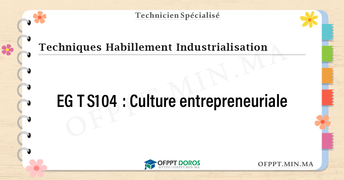 Sommaire détaillé du cours Culture entrepreneuriale EGTS104 OFPPT - Structure du module