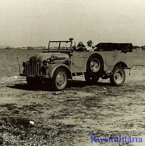Luftwaffe Officer Riding in Steyr 1500A Heavy Pkw Car; Italy