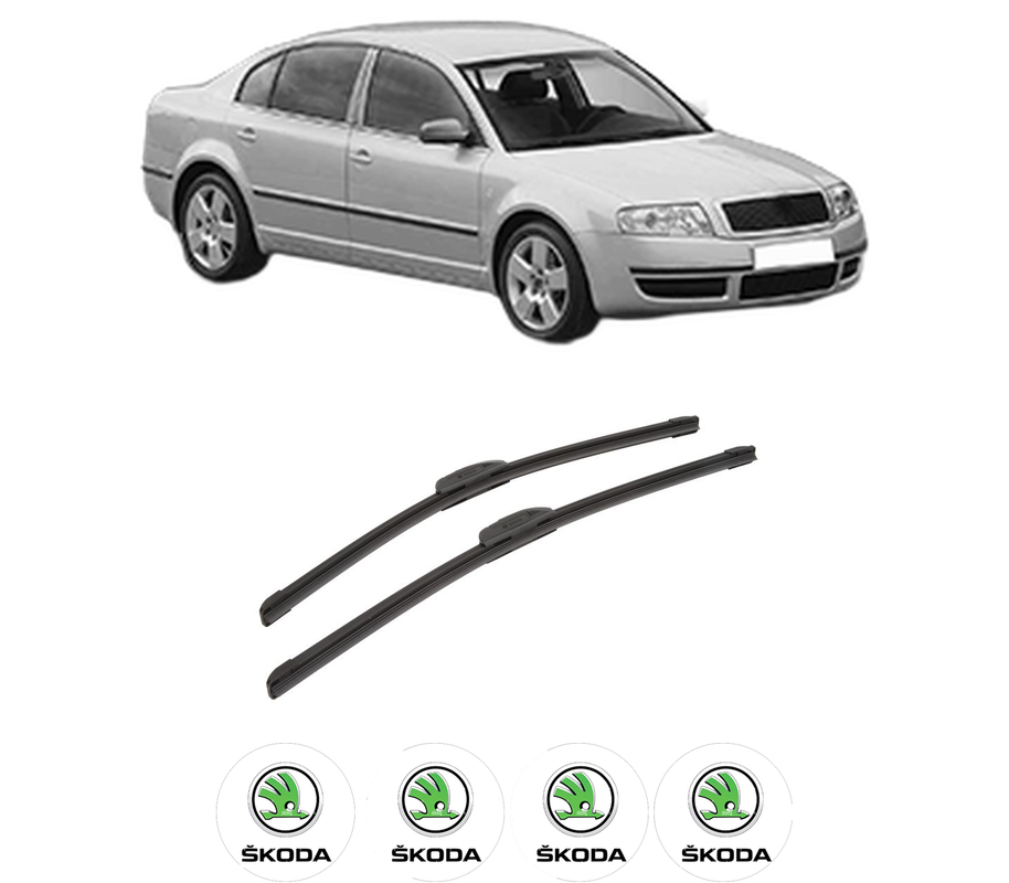 Set stergatoare auto SKODA SUPERB I (3U4) din 2001-2008, pentru parbriz auto, 2 bucati, Bosch Aerotwin Retrofit, din cauciuc siliconat rezistent, 4 Stickere Auto SKODA