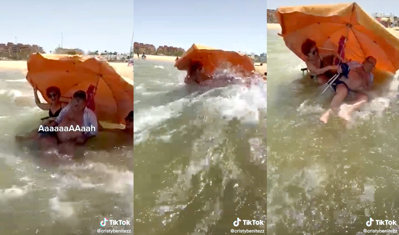 Ola arrastra a abuelo y lo hunde en el mar, él solo quería disfrutar la playa