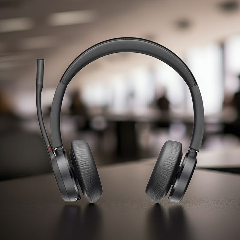 Headset Poly Voyager 4320 na base de carregamento
