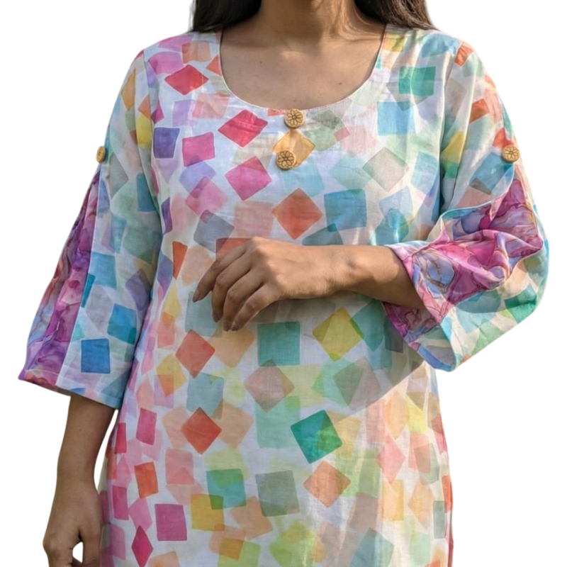 Qyaari Chic Short Digital Printed Kurti for Modern Women