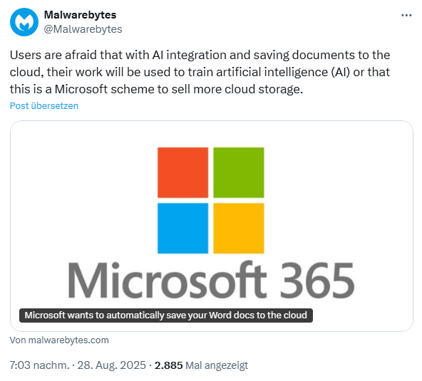 Word stores document files in the cloud