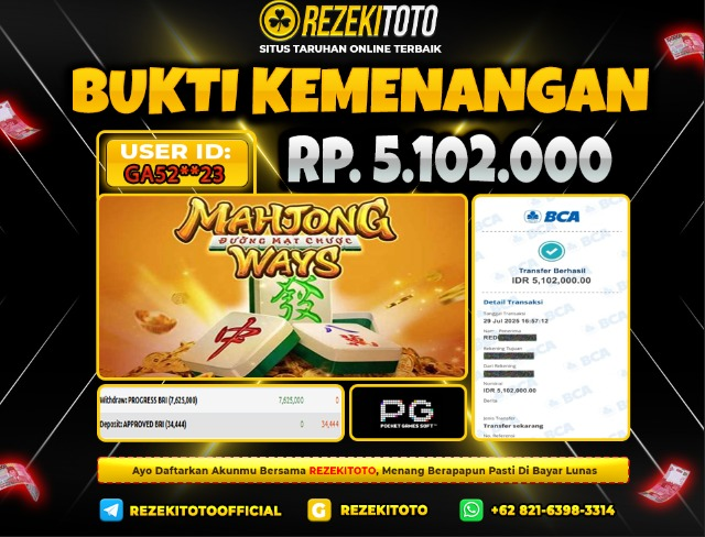 BUKTI KEMENANGAN 29 JULI 2025 MAHJONG WAYS  5 JUTA 