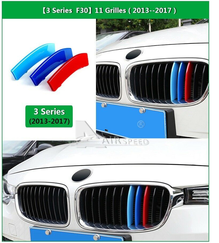 Bmw F30 3 Series 11 Bar Pvc Front Grille Stripe Decal Covers Aufkleber Embleme