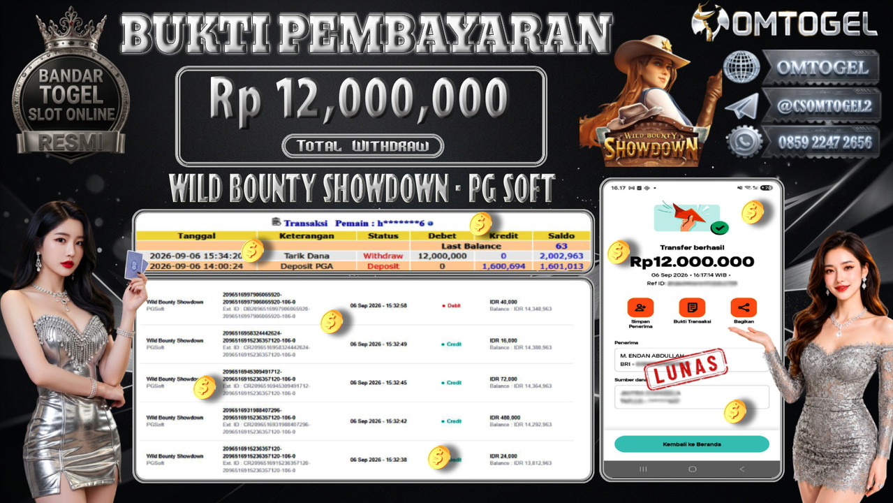 OMTOGEL JACKPOT PG SOFT WILD BOUNTY SHOWDOWN Rp.12,000,000,- DIBAYAR LUNAS