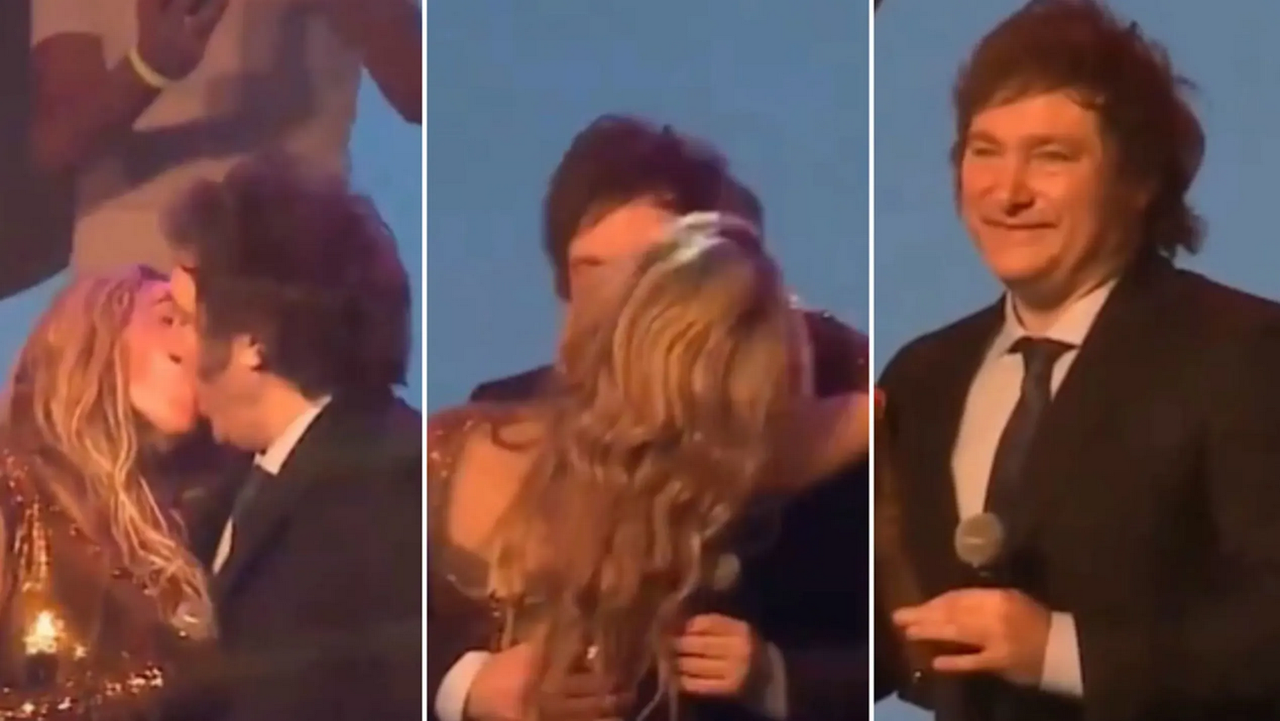 Javier Milei: video capta el beso que le dio a su novia ¡Casi se la come viva!