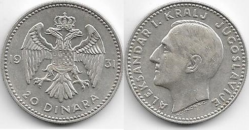 20 dinara 1931. Reino de Yugoslavia 20-dinara-13-99g